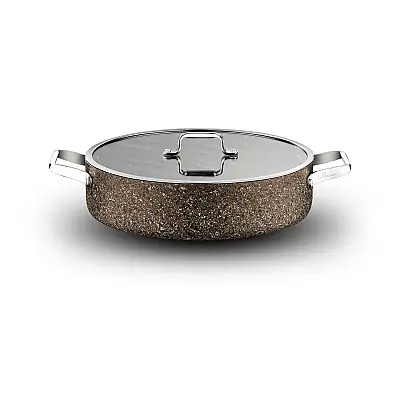Stone-Age Terra 32 cm Çizilmez Yanmaz Yapışmaz İndüksiyonlu Basık Tencere